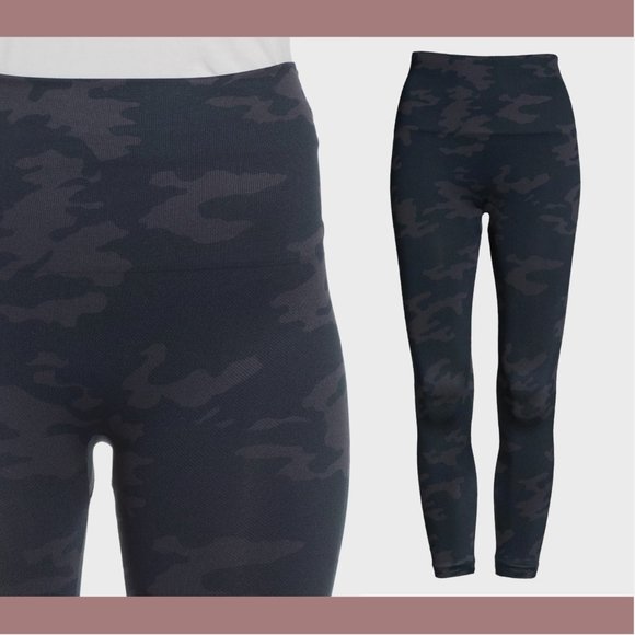 NWT $68 Spanx [ XS Medium ] Look At Me Now Seamless Leggings Black‎ Camo - Picture 2 of 13